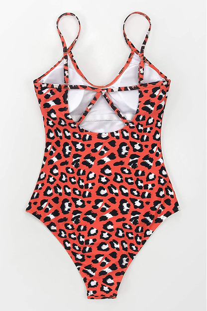 CUPSHE Women'S V Neck Leopard Print One Piece Swimsuit Apparel & Accessories > Clothing > Swimwear Kylie Max   