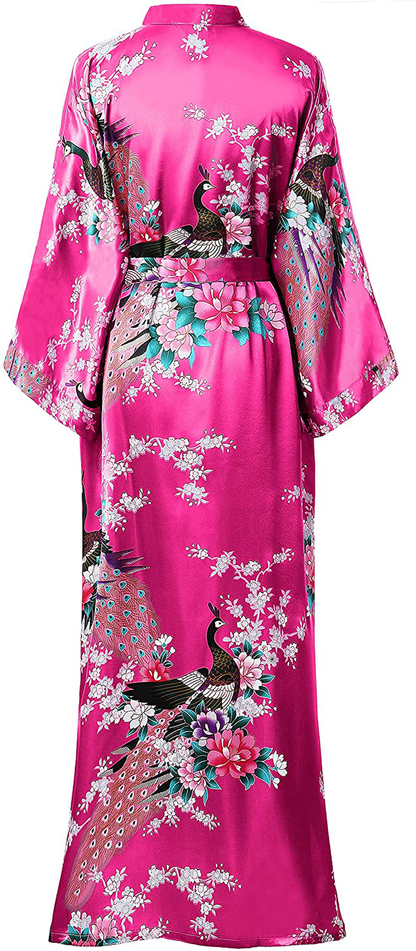 BABEYOND Women'S Kimono Robe Long Robes with Peacock and Blossoms Printed Kimono Nightgown Apparel & Accessories > Clothing > Sleepwear & Loungewear > Robes KYLIE MAX   