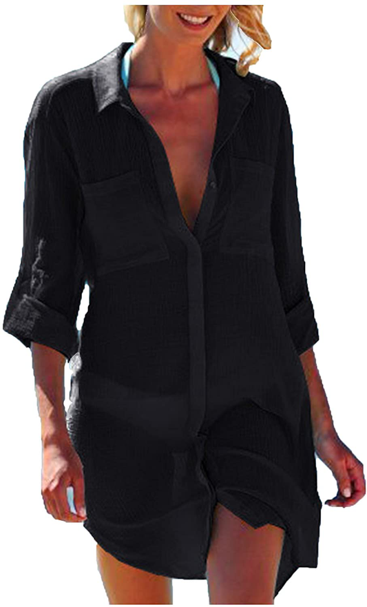 Wander Agio Beach Swimsuit for Women Sleeve Coverups Bikini Cover Up Apparel & Accessories > Clothing > Swimwear Kylie Max   