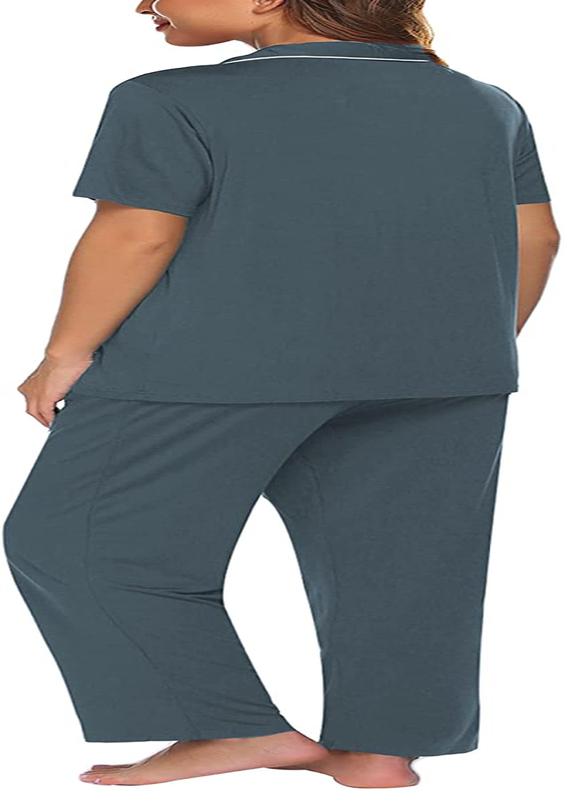 Avidlove Women Pajamas Set Notch Collar Soft Sleepwear Pjs Short Sleeve Button Down Nightwear with Long Pants Apparel & Accessories > Clothing > Sleepwear & Loungewear > Pajamas Avidlove   
