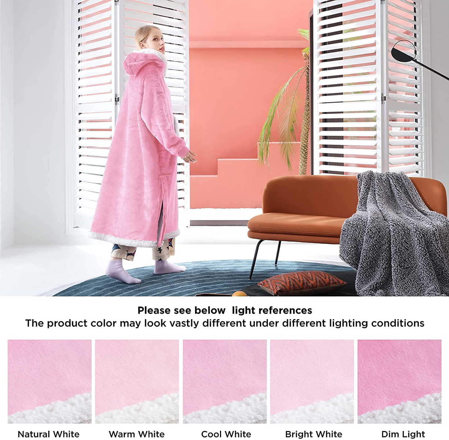 Bedsure Pink Wearable Blanket Hoodie Gift for Women- Long-Length Hooded Blanket Sweatshirt Adult with Side Split and Belt, Warm Sherpa Sweater Blanket Jacket Arts & Entertainment > Party & Celebration > Gift Giving Bedsure   