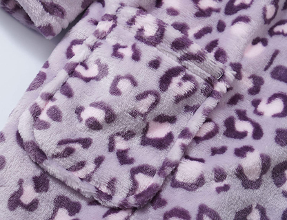 Leopard Cat Robe for Girls Fleece Toddler Kids Teen Hooded Bathrobe Size 4T - 18 Apparel & Accessories > Clothing > Sleepwear & Loungewear > Robes Kylie Max   