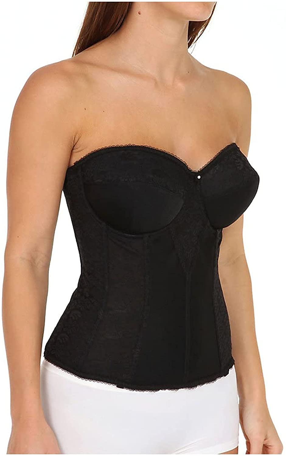Women'S Lace Longline Corset - Full Length Bridal Bra with Garters Apparel & Accessories > Clothing > Underwear & Socks > Lingerie Dominique Black 46B 