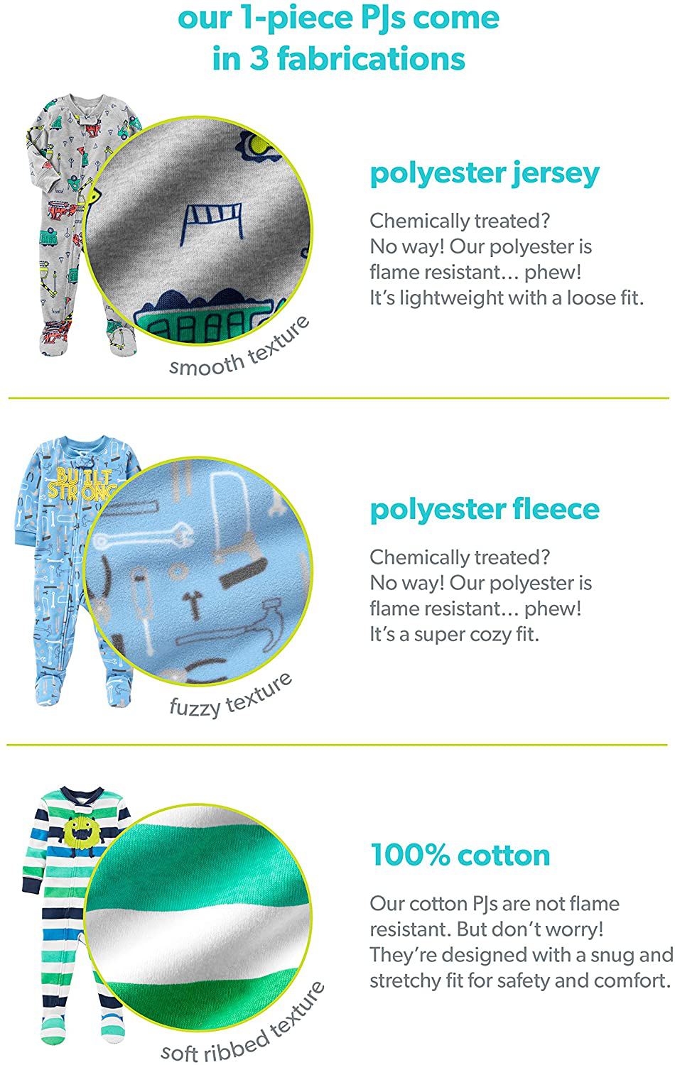 Simple Joys by Carter'S Toddler and Baby Boys' Loose Fit Fleece Footed Pajamas, Pack of 3 Apparel & Accessories > Clothing > Sleepwear & Loungewear > Pajamas Kylie Max   