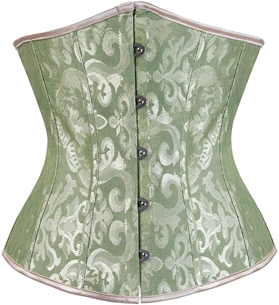 Frawirshau Women'S 9427 Lace up Boned Underbust Waist Trainer Corset Apparel & Accessories > Clothing > Underwear & Socks > Lingerie frawirshau Green-9427 X-Large 