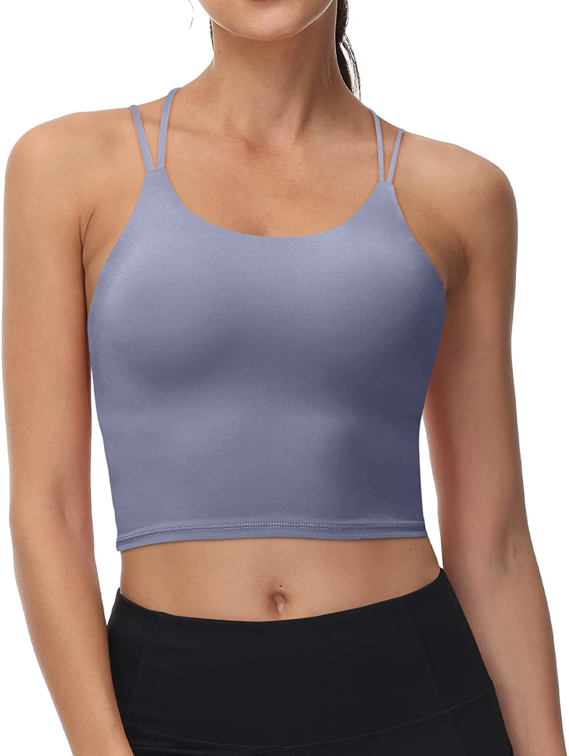 Women'S Longline Sports Bra Padded Strappy Yoga Bra Fitness Running Workout Crop Tank Top（2Pack） Apparel & Accessories > Clothing > Underwear & Socks > Bras Kylie Max   