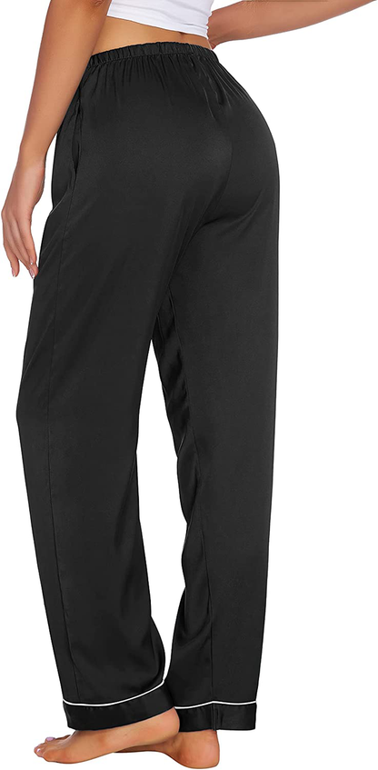 Ekouaer Silk Pajama Pants Women'S Casual Long Lounge Pants Satin Soft Sleepwear Pj Bottoms with Pockets S-XXL Apparel & Accessories > Clothing > Sleepwear & Loungewear > Pajamas Kylie Max   