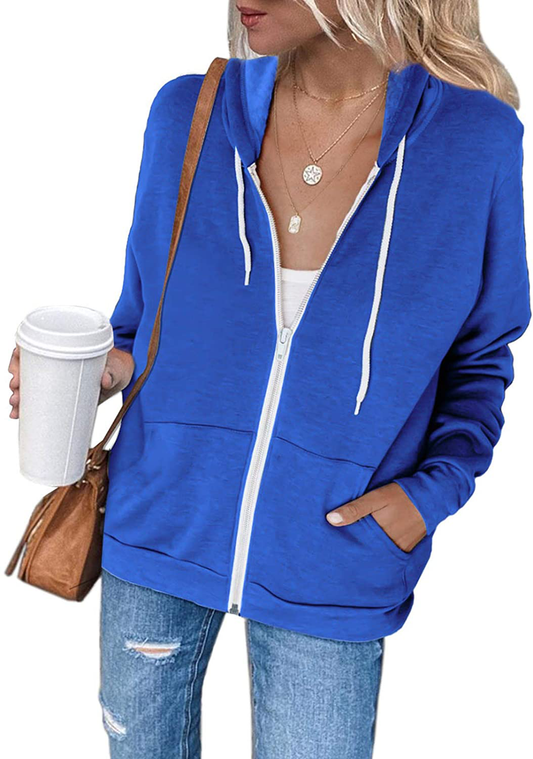 Dokotoo Women'S Full Zip up Hoodie Long Sleeve Hooded Sweatshirts Pockets Jacket Coat for Women Apparel & Accessories > Clothing > Activewear Kylie Max   