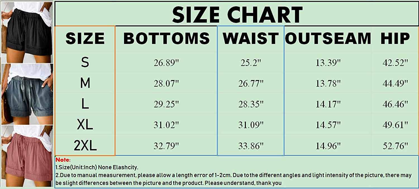 Wielsscca Womens Drawstring Shorts Summer Elastic Waist Casual Lightweight with Pockets Apparel & Accessories > Clothing > Shorts Kylie Max   