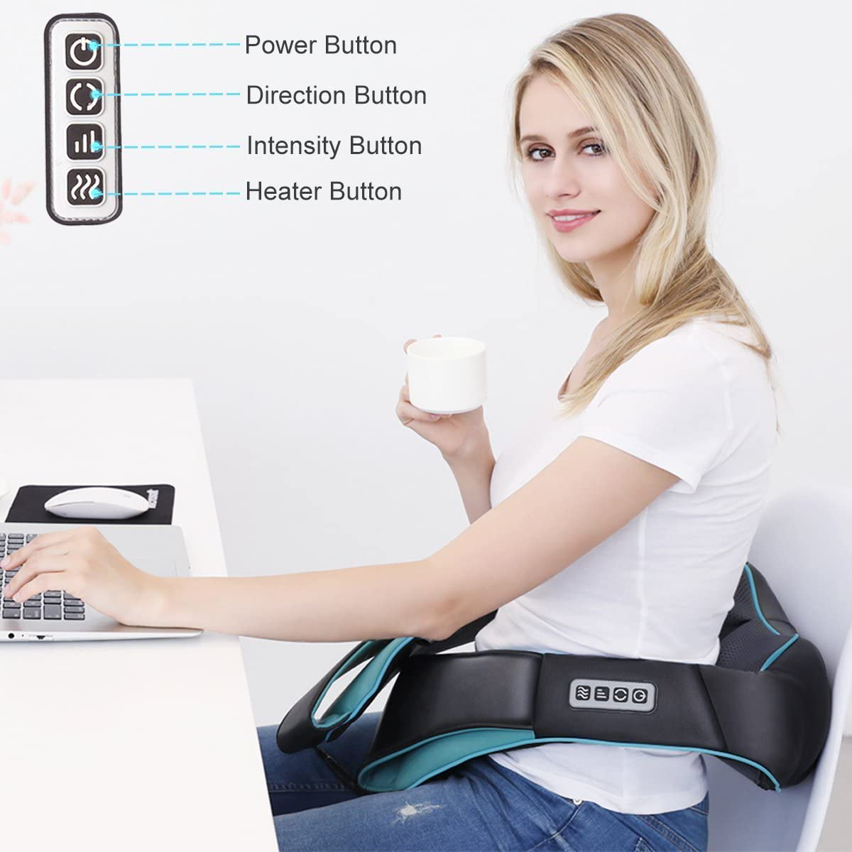 Shiatsu Back Shoulder and Neck Massager with Heat, Electric Deep Tissue 4D Kneading Massage for Shoulder, Back and Neck, Best Gifts for Women Men Mom Dad Arts & Entertainment > Party & Celebration > Gift Giving MoCuishle   