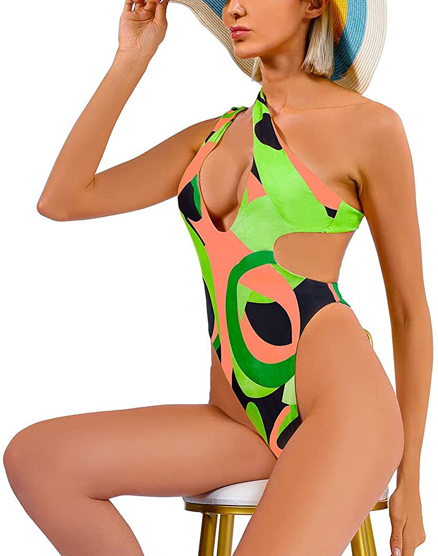 Sexy Women'S One Piece Swimsuits One Shoulder Brazilian Bathing Suits Tummy Control Swimwear Monokini Sets for Women Apparel & Accessories > Clothing > Swimwear Kylie Max   