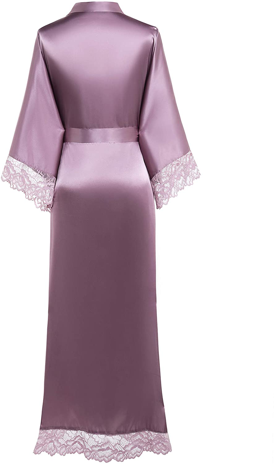 BABEYOND Satin Kimono Robe Long Bridesmaid Wedding Bath Robe with Lace Trim Apparel & Accessories > Clothing > Sleepwear & Loungewear > Robes KYLIE MAX   