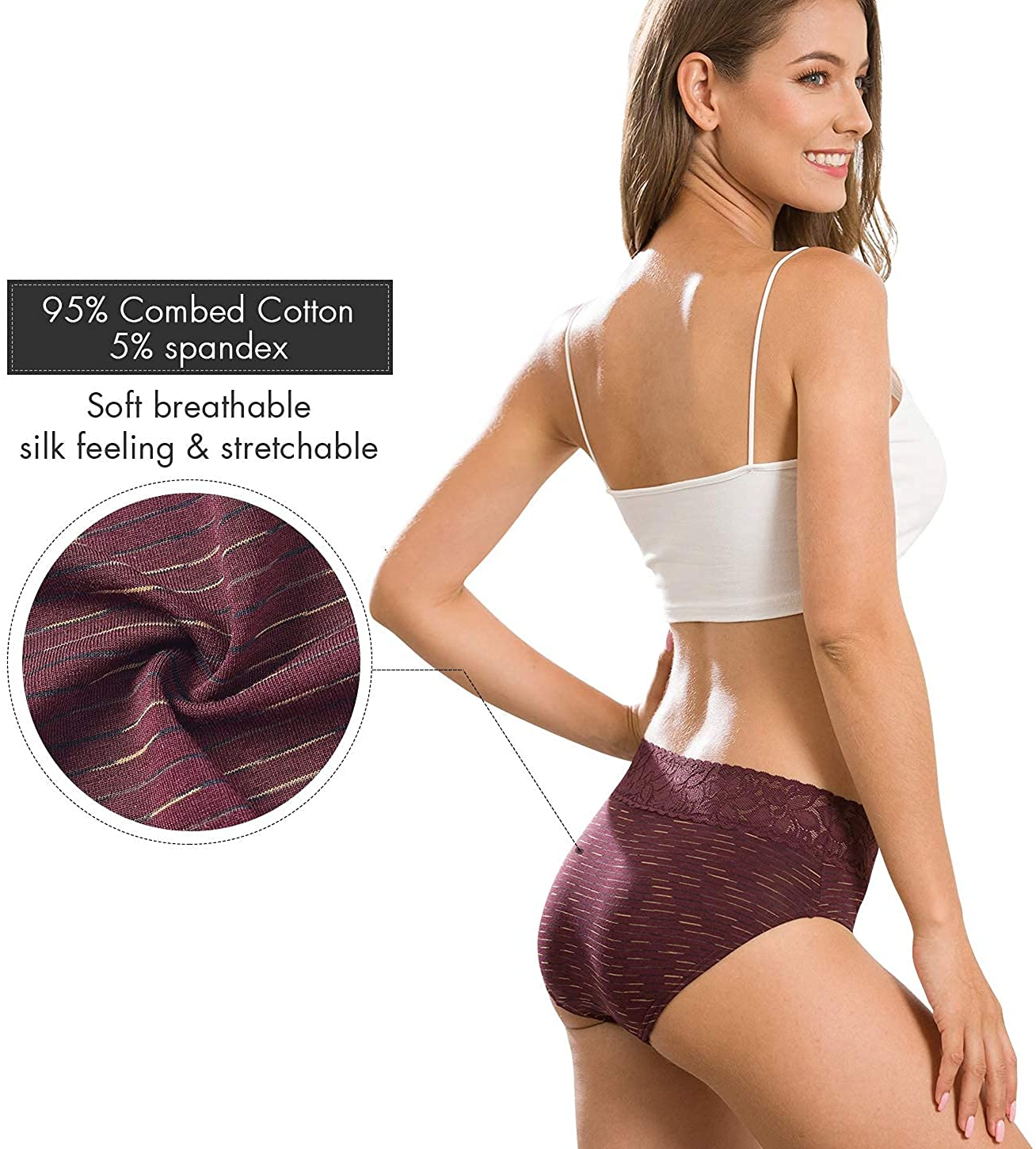 Cotton Hipster Panties for Women Lace Hiphugger Panties Bikini Underwear Pack Apparel & Accessories > Clothing > Underwear & Socks > Underwear Altheanray   