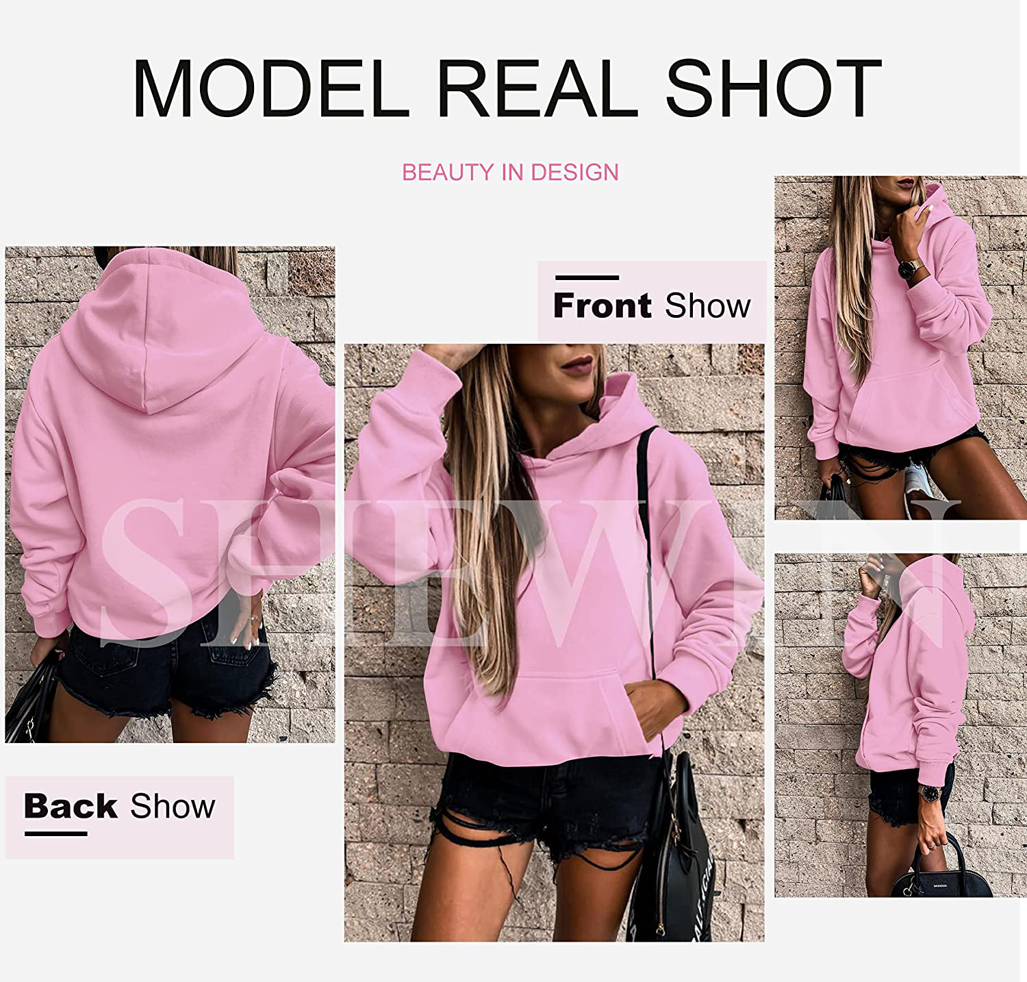 SHEWIN Women'S Casual Hoodies Long Sleeve Solid Lightweight Pullover Tops Loose Sweatshirt with Pocket Apparel & Accessories > Clothing > Activewear Kylie Max   