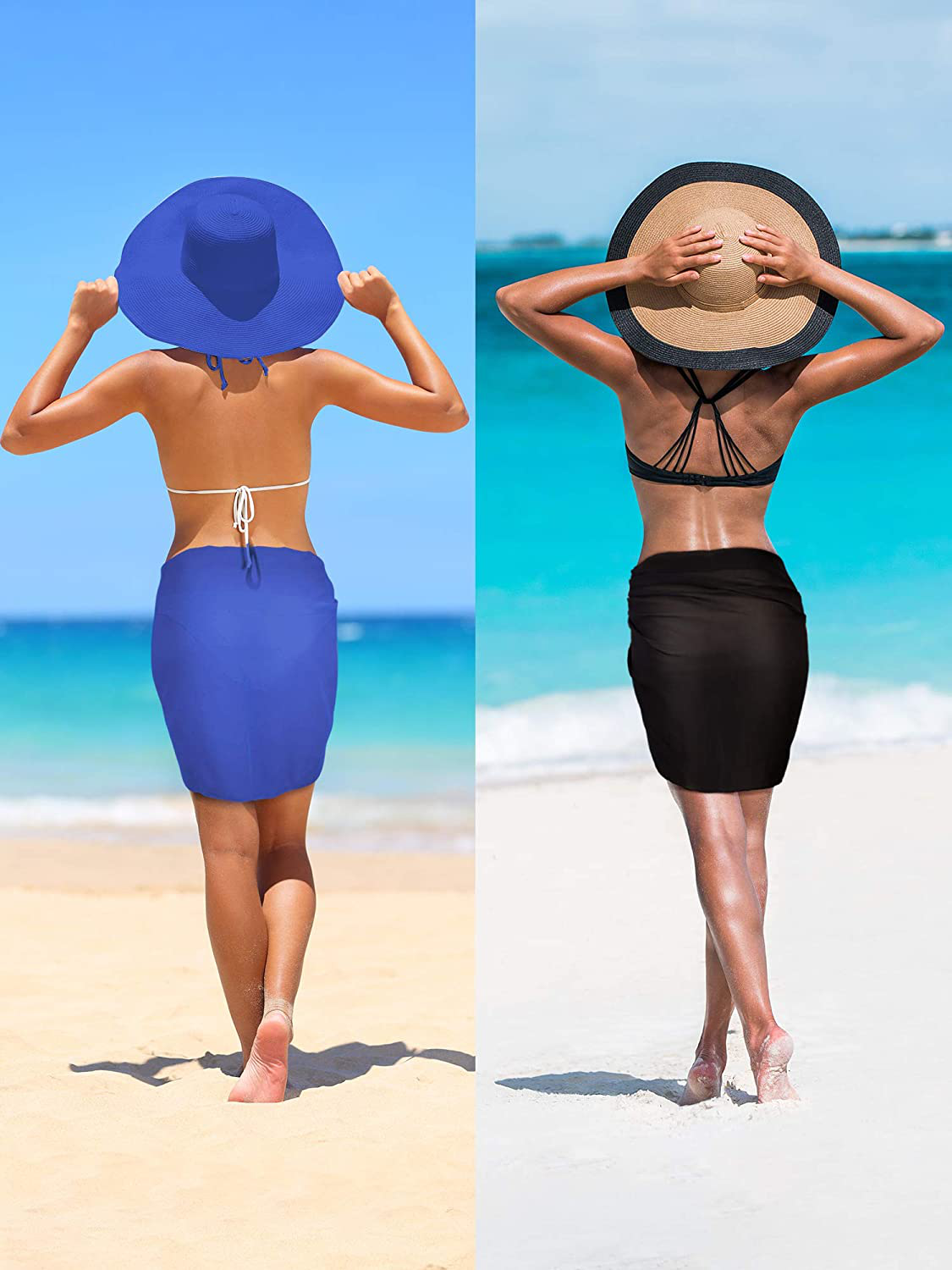 Chuangdi 2 Pieces Women Beach Wrap Sarong Cover up Chiffon Swimsuit Wrap Skirts Apparel & Accessories > Clothing > Swimwear Kylie Max   