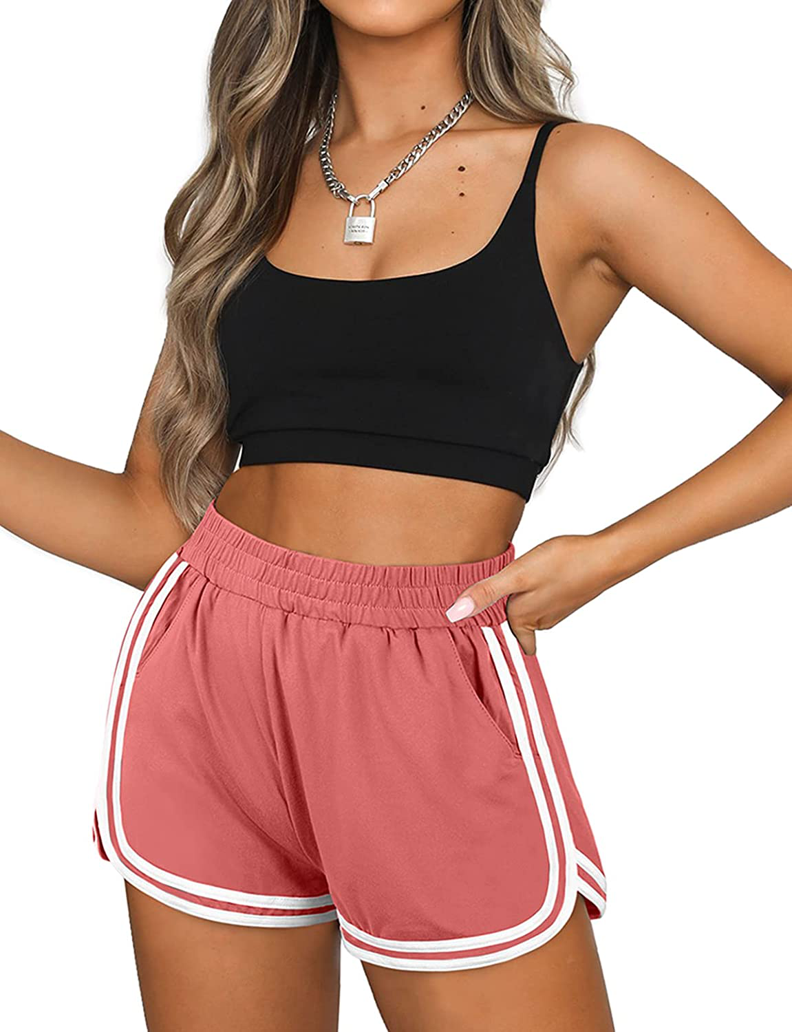 OFEEFAN Womens Athletic Shorts with Pockets Workout Running Summer Lounge Dolphin Shorts Apparel & Accessories > Clothing > Shorts Kylie Max   