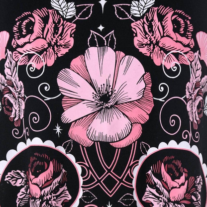 NREALY Womens Fashion Flowered Skull Printed Lace Back Tank Top O-Neck Blouse Vest Apparel & Accessories > Clothing > Underwear & Socks > Shapewear NREALY   