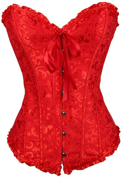 Lacing Corset for Women Lace Boned Overbust Body Shaper Bustier Sexy Satin Brocade Lingerie Shapewear Top Apparel & Accessories > Clothing > Underwear & Socks > Lingerie Generic Red 4X-Large 