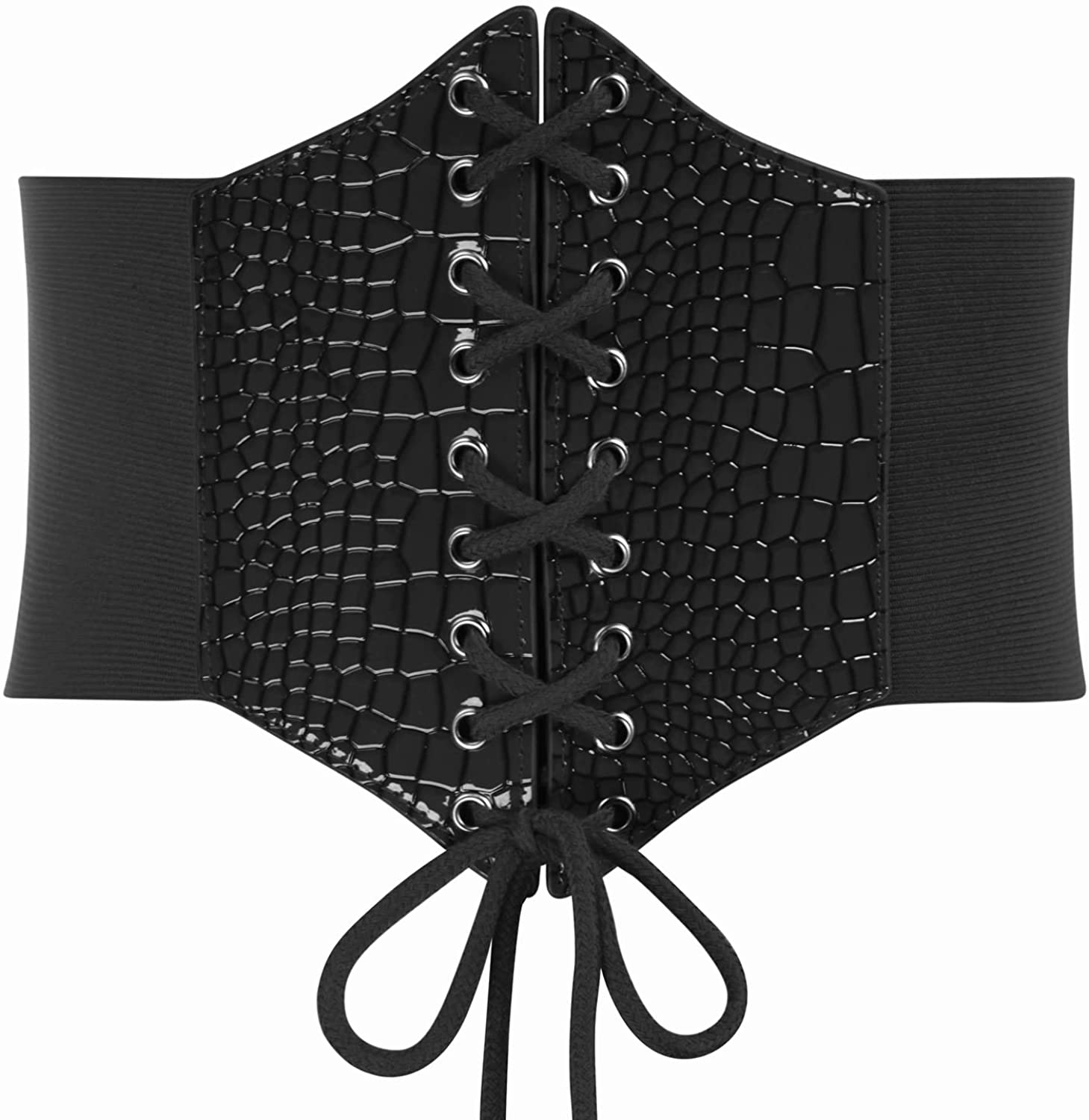 GRACE KARIN Lace-Up Cinch Belt Tied Corset Elastic Waist Belt Apparel & Accessories > Clothing Accessories > Belts GRACE KARIN Black#snakeskin Style Medium 