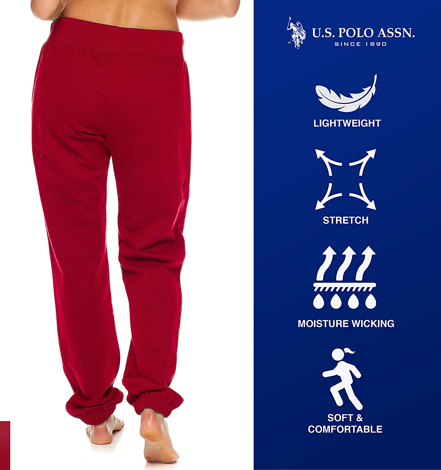 U.S. Polo Assn. Essentials Womens French Terry Joggers – Sweatpants for Women Apparel & Accessories > Clothing > Activewear Kylie Max   