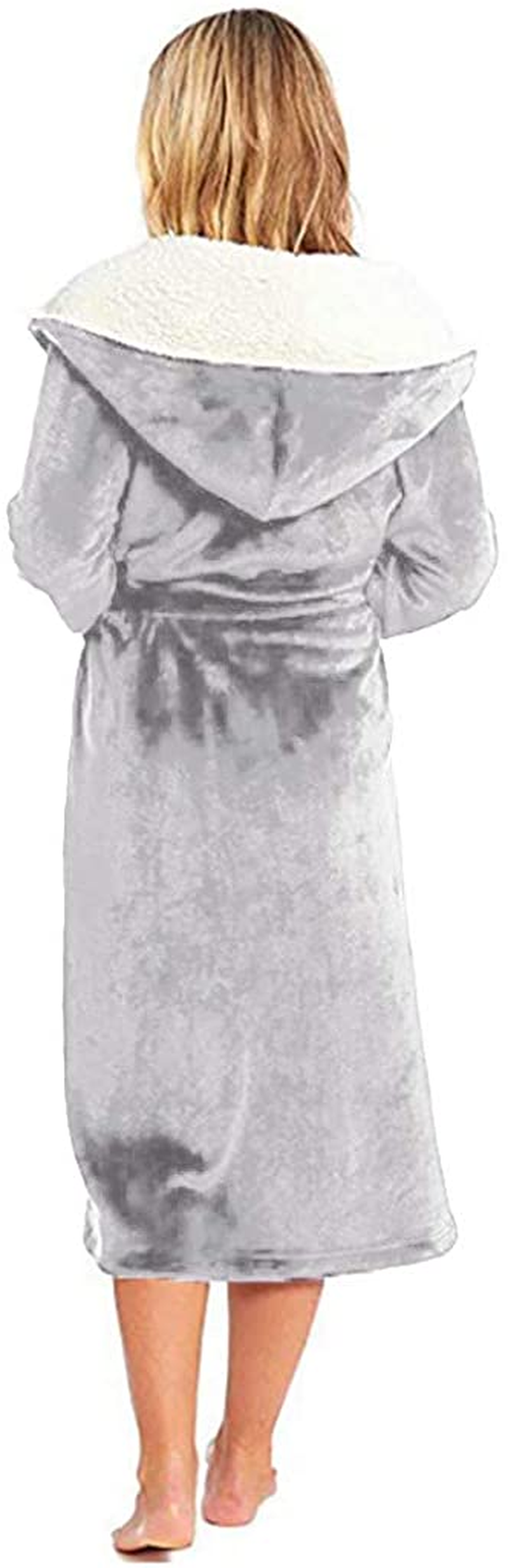 Women'S Autum Winter plus Size Hooded Jumpsuit Pajamas Robe,Loose Long Bathrobe Sleepwear Loungewear Negligees Nightgowns Apparel & Accessories > Clothing > Underwear & Socks > Shapewear AKshehe Gray Small 