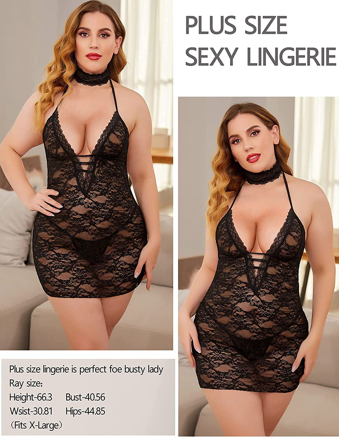 Avidlove Women Babydoll Lingerie Lace Chemise Halter Nightwear Teddy Dress Apparel & Accessories > Clothing > Underwear & Socks > Lingerie Kylie Max   