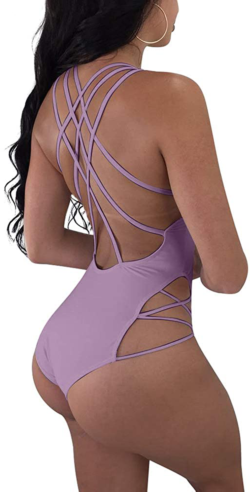 LAGSHIAN Womens Sexy One Piece Lace up Straps Swimsuit Bathing Suit Swimwear Apparel & Accessories > Clothing > Swimwear Kylie Max   