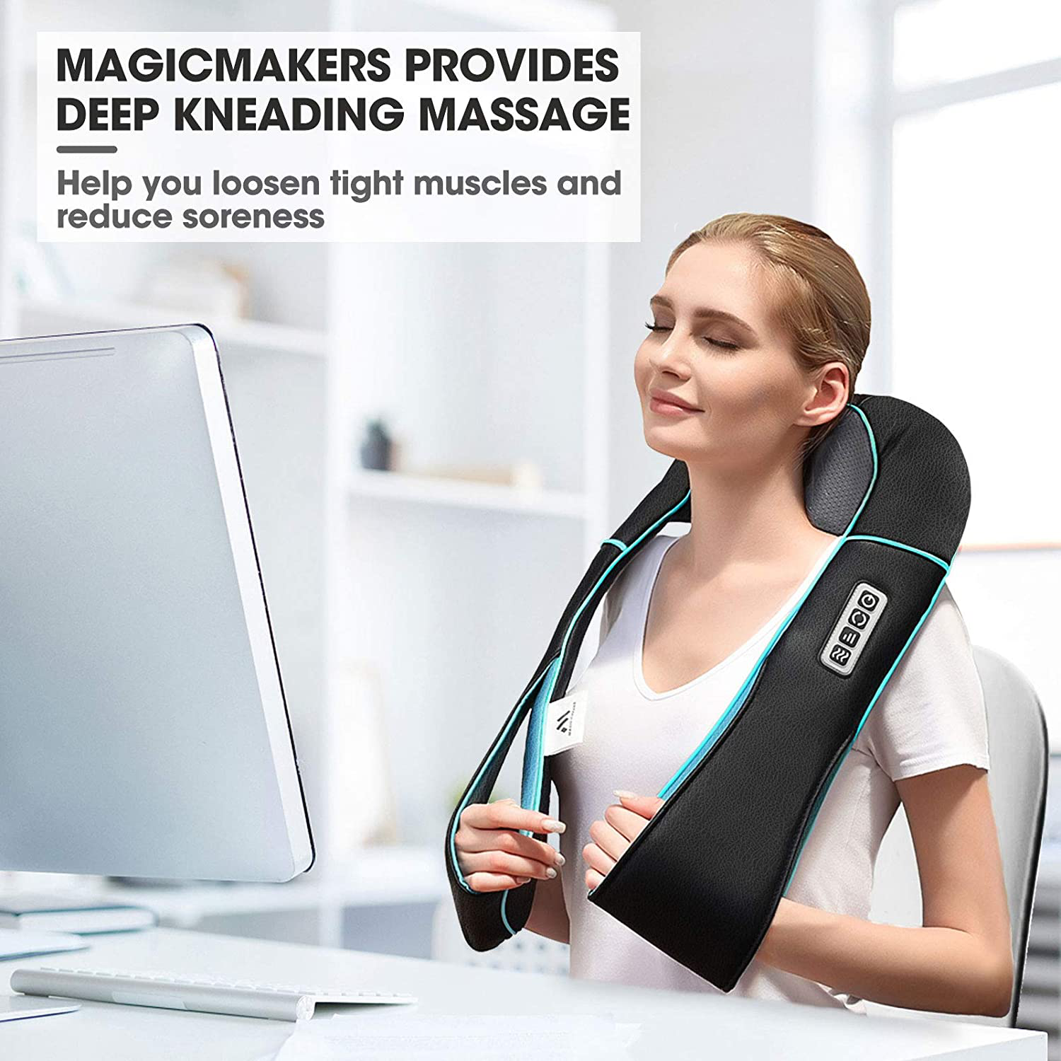 Back Neck Shoulder Massager with Heat - Deep Tissue Kneading Electric Back Massage for Neck, Back, Shoulder, Waist, Foot - Shiatsu Full Body Massage, Relax Gift for Her/Him/Friend/Dad/Mom Arts & Entertainment > Party & Celebration > Gift Giving MagicMakers   