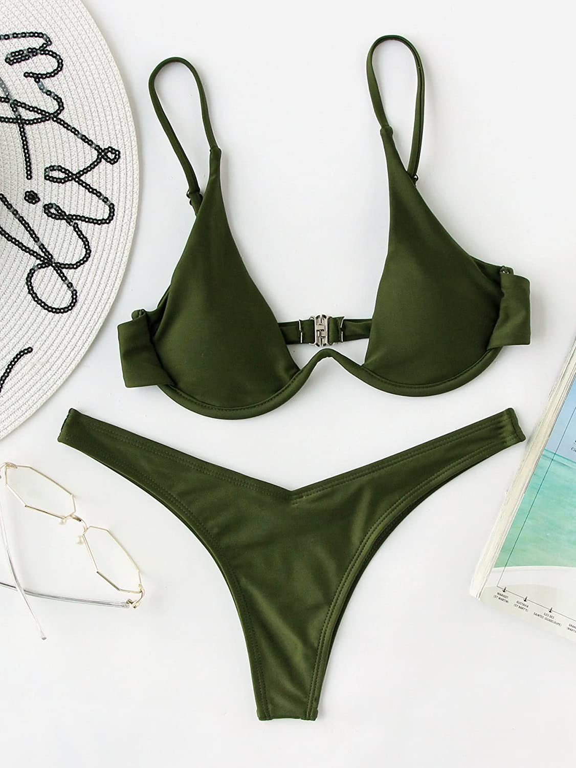 Verdusa Women'S Sexy Triangle Bathing Two Pieces Swimsuit Bikini Set Apparel & Accessories > Clothing > Underwear & Socks > Underwear Verdusa   