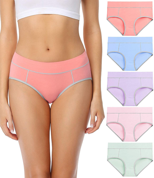 Wirarpa Women'S Cotton Stretch Underwear Comfy Mid Waisted Briefs Ladies Breathable Panties Multipack Apparel & Accessories > Clothing > Underwear & Socks > Underwear KYLIE MAX Multicolor02-5 Pack 3X-Large 