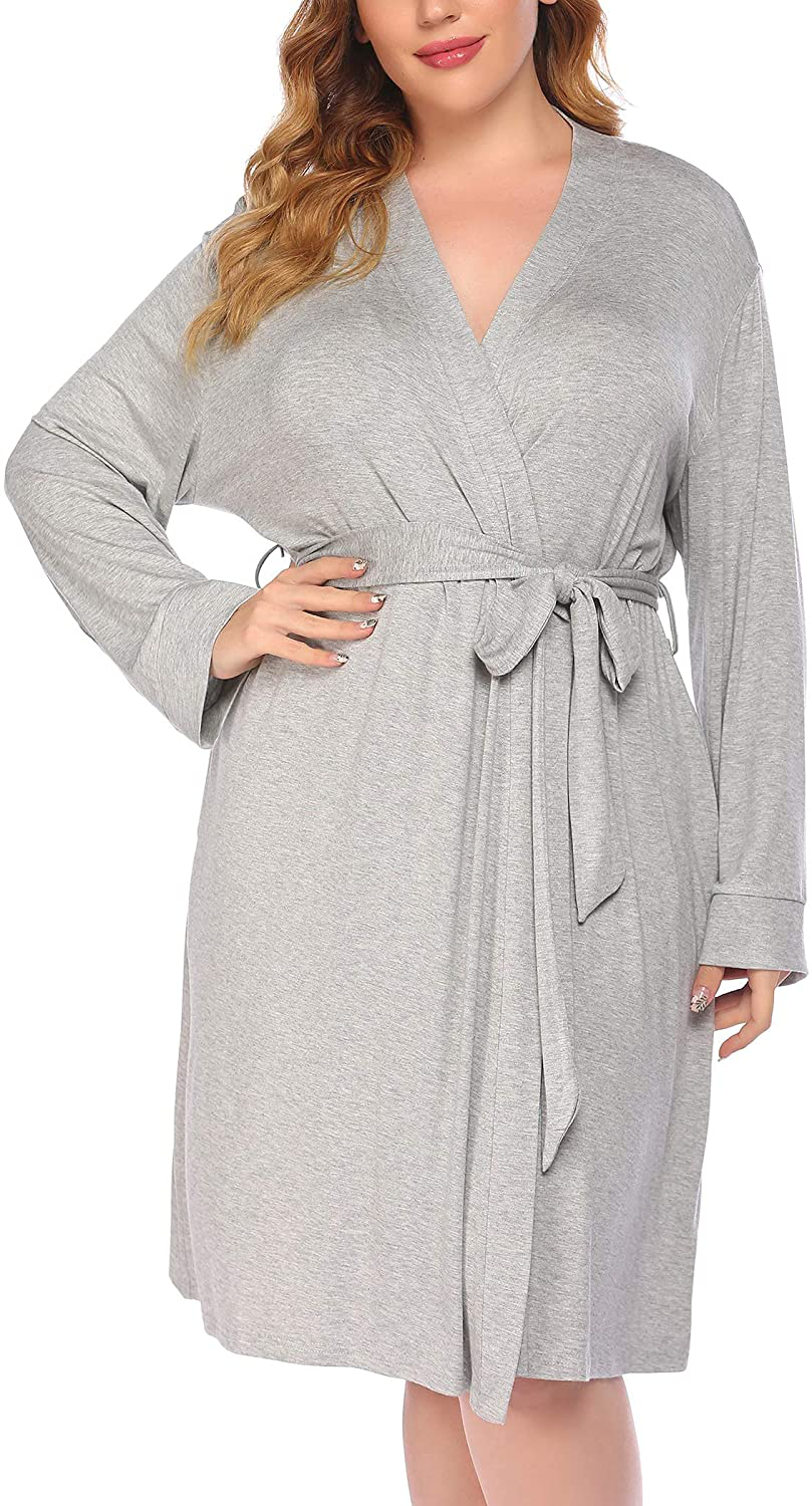 IN'VOLAND Women plus Size Robes Long Sleeve Bath Robe Knit Bathrobe Soft Sleepwear Ladies Nightwear(16W-28W) Apparel & Accessories > Clothing > Sleepwear & Loungewear > Robes IN'VOLAND   
