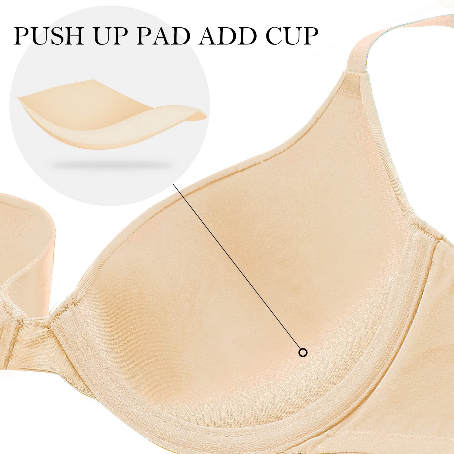 Wingslove Women's Push Up Everyday Basic Comfort Lightly Padded Underwire Plunge T-Shirt Bra Lift Up Apparel & Accessories > Clothing > Underwear & Socks > Bras Wingslove   