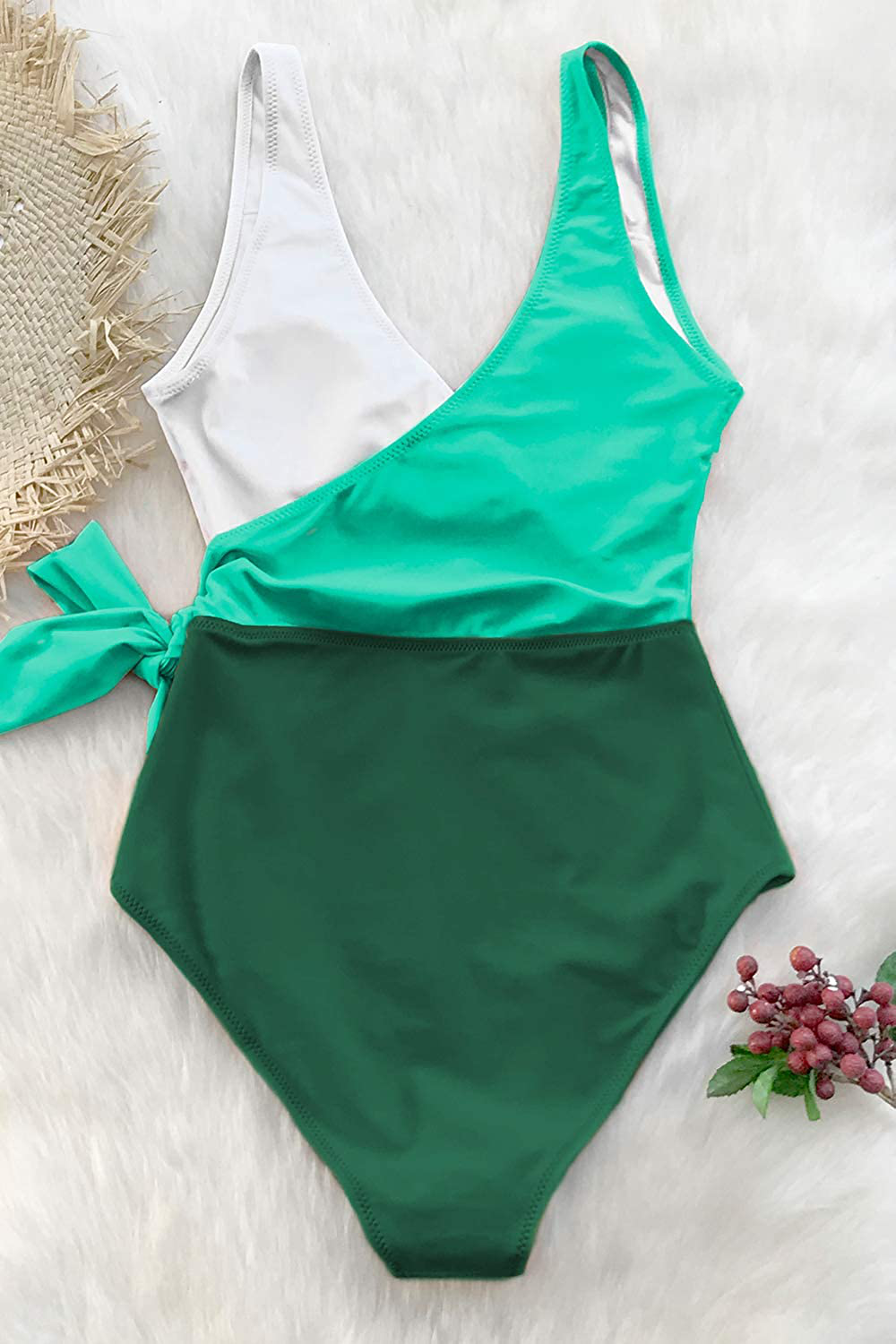 CUPSHE Women'S One Piece Swimsuit Wrap Color Block Tie Side Bathing Suit Apparel & Accessories > Clothing > Swimwear Kylie Max   