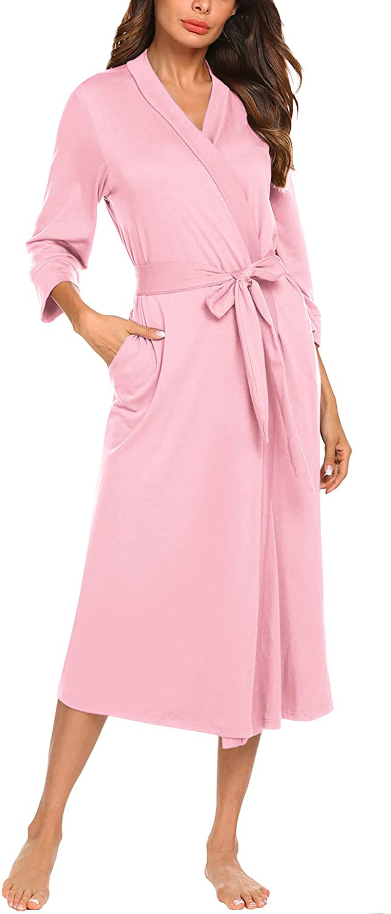 MAXMODA Women Kimono Robes Long Knit Bathrobe Soft Robe Casual Ladies Loungewear S-3XL Apparel & Accessories > Clothing > Sleepwear & Loungewear > Robes MAXMODA   