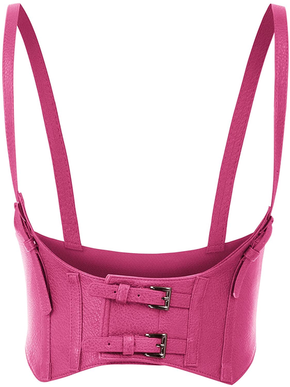 KANCY KOLE Women Fashion Faux Leather Waist Belt Steampunk Underbust Corset Apparel & Accessories > Clothing > Underwear & Socks > Lingerie KANCY KOLE Hot Pink X-Large 