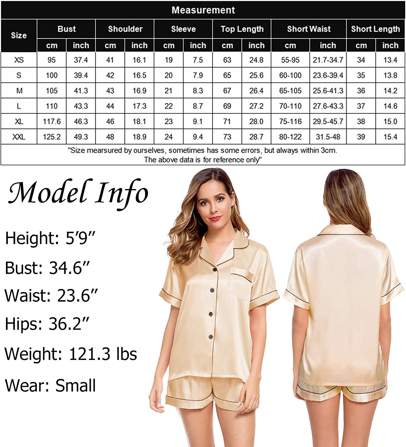 Lecgee Womens Silk Satin Pajamas Short Sleeve Loungewear Two-Piece Sleepwear Button-Down Pj Set Apparel & Accessories > Clothing > Sleepwear & Loungewear > Pajamas Kylie Max   