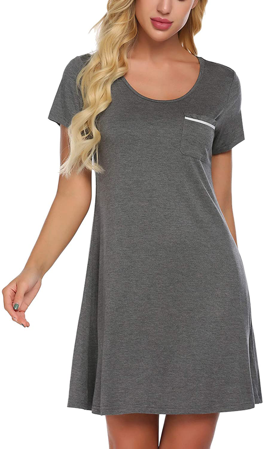 Ekouaer Women Sleepshirt Short Sleeve T-Shirt Nightgowns Night Shirt Comfy Sleep Loungewear round Neck Nightshirt Soft S-XXL Apparel & Accessories > Clothing > Sleepwear & Loungewear > Nightgowns Kylie Max   