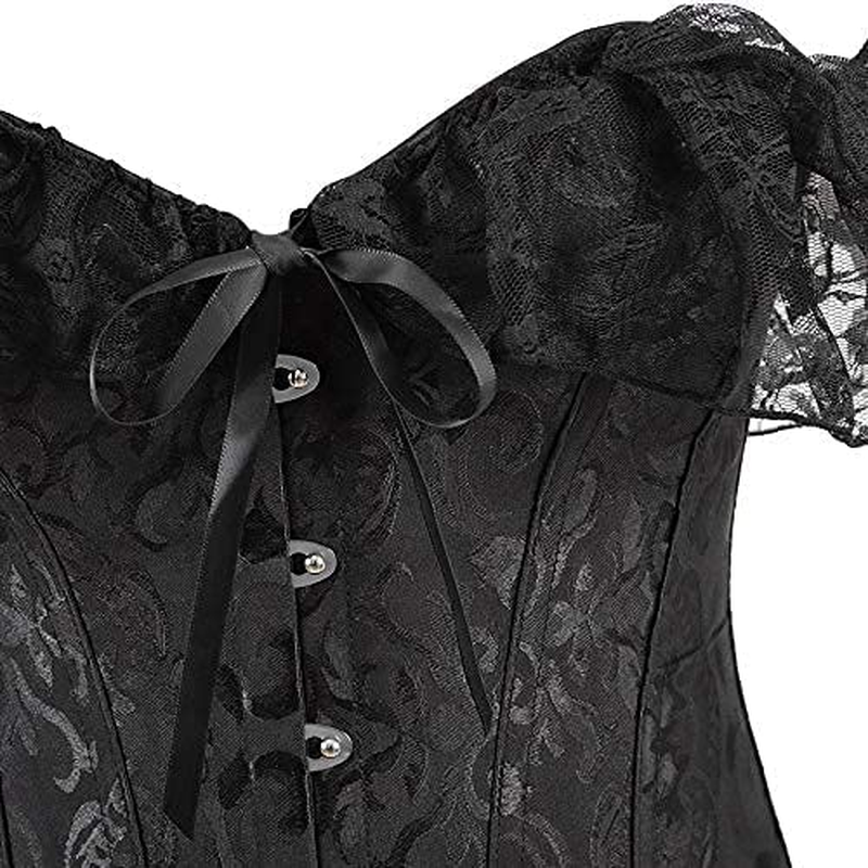 Corset Tops for Women Corset - Overbust Lingerie - Lace up Back Bustier Top - Fashion Corsets with Sleeve Apparel & Accessories > Clothing > Underwear & Socks > Lingerie SZIVYSHI   