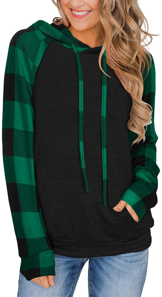 PINKMSTYLE Womens Color Block Hoodies Casual Lightweight Drawstring Pullover Sweatshirt Fall Long Sleeve Tops with Pocket Apparel & Accessories > Clothing > Activewear Kylie Max   