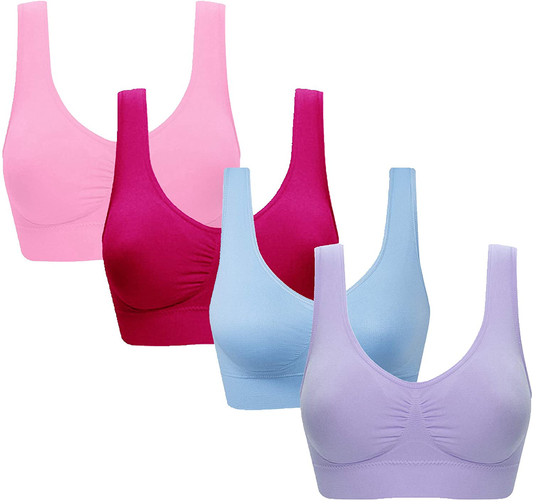 Vermilion Bird Women'S 3 Pack Seamless Comfortable Sports Bra with Removable Pads Apparel & Accessories > Clothing > Underwear & Socks > Bras Kylie Max   