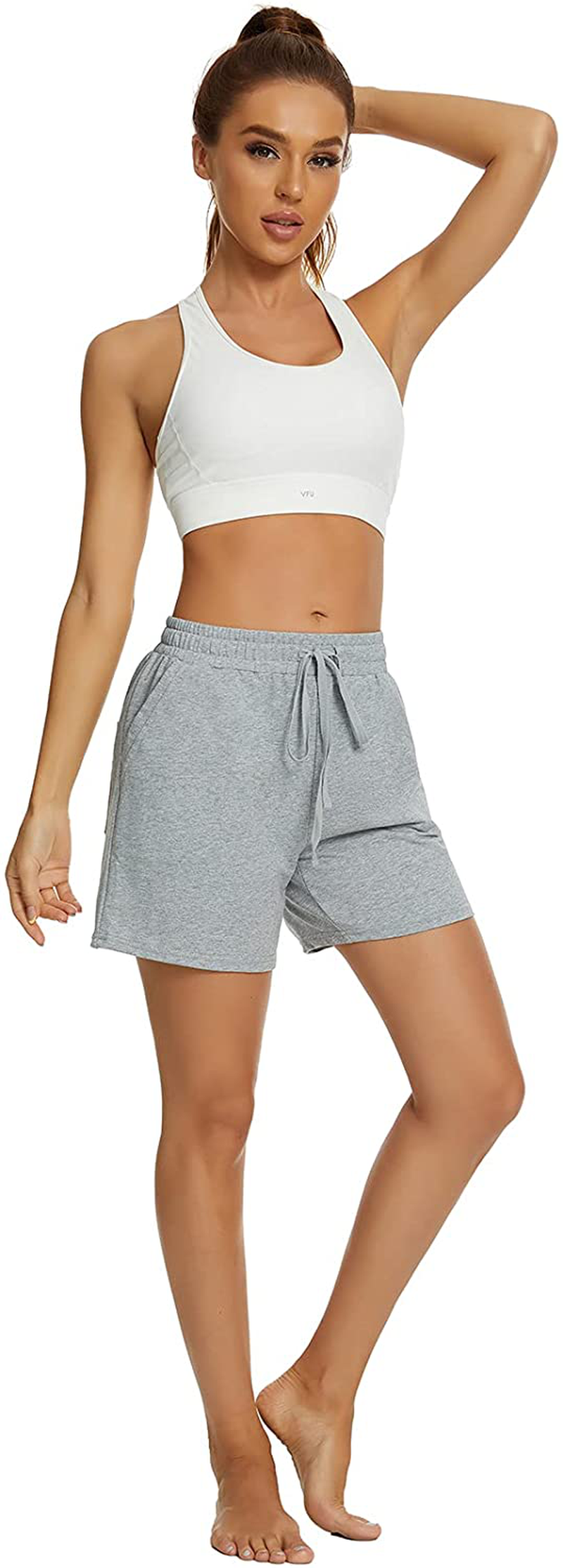 Tandisk Women'S 5" Casual Jersey Cotton Shorts Lounge Yoga Pajama Walking Shorts with Pockets Activewear Apparel & Accessories > Clothing > Shorts Kylie Max   