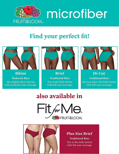 Fruit of the Loom Women'S Underwear Microfiber Panties (Regular & plus Size) Apparel & Accessories > Clothing > Underwear & Socks > Underwear Fruit of the Loom   