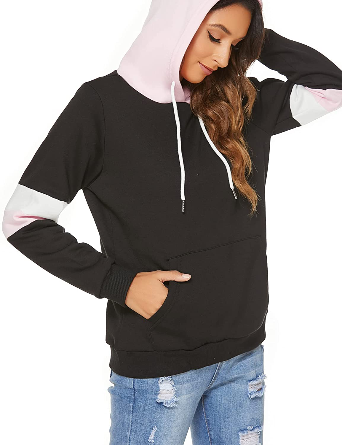 FINWANLO Hoodies for Women Casual Long Sleeve Tops Fleece Pullover Hooded Sweatshirts Jacket with Pockets Apparel & Accessories > Clothing > Activewear Kylie Max   