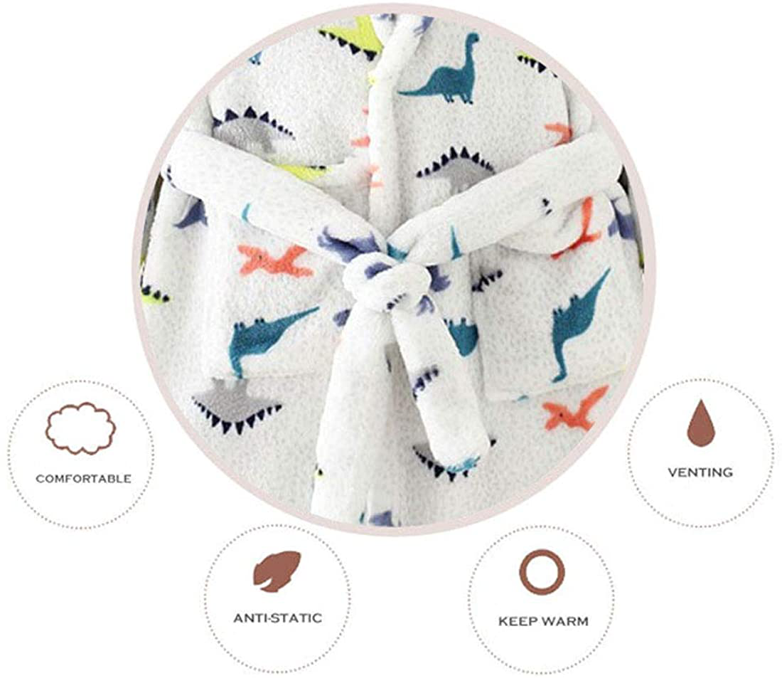 Toddlers Kids Hooded Robe Boys Girls Soft Flannel Bathrobes Pajamas Plush Robe Apparel & Accessories > Clothing > Sleepwear & Loungewear > Robes Kylie Max   