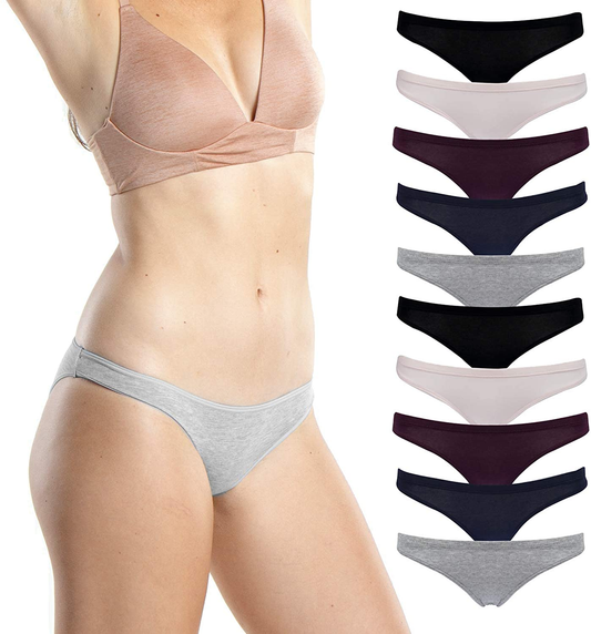 Emprella Womens Cotton Bikini Underwear Set, Seamless Ladies Panties | 10 Pack  Emprella Assortment 2 X-Large 