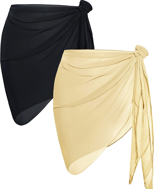 CHICGAL 2 Pieces Women Beach Sarong Bathing Suit Wrap Skirt Sheer Bikini Swimsuit Cover Ups for Swimwear Apparel & Accessories > Clothing > Swimwear Kylie Max   