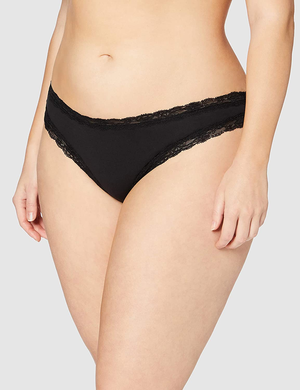 Iris & Lilly Women'S Cotton and Lace Thong Underwear, Pack of 5 Apparel & Accessories > Clothing > Underwear & Socks > Underwear Iris & Lilly   