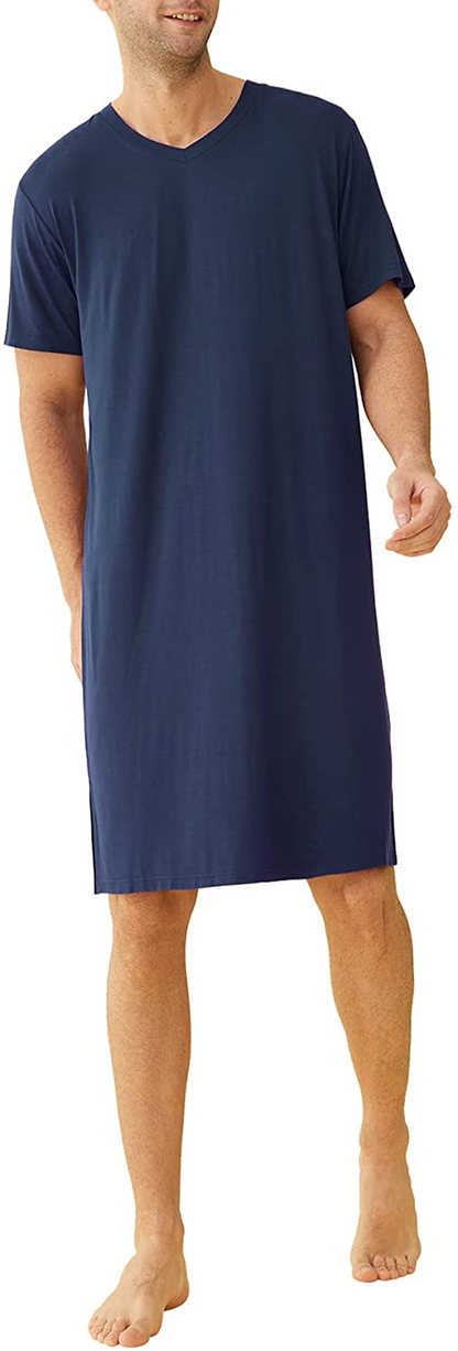 Latuza Men'S Bamboo Viscose Nightshirt Short Sleeves Sleep Shirt Apparel & Accessories > Clothing > Sleepwear & Loungewear > Nightgowns Kylie Max   