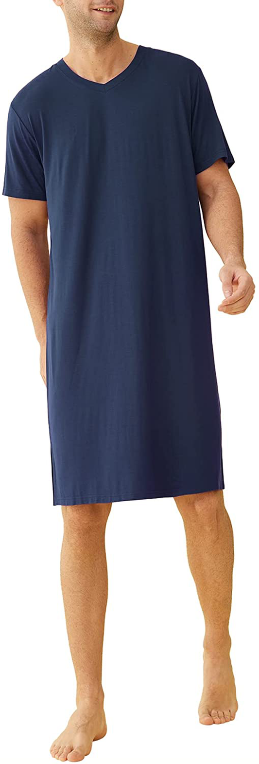 Latuza Men'S Bamboo Viscose Nightshirt Short Sleeves Sleep Shirt Apparel & Accessories > Clothing > Sleepwear & Loungewear > Nightgowns Kylie Max   