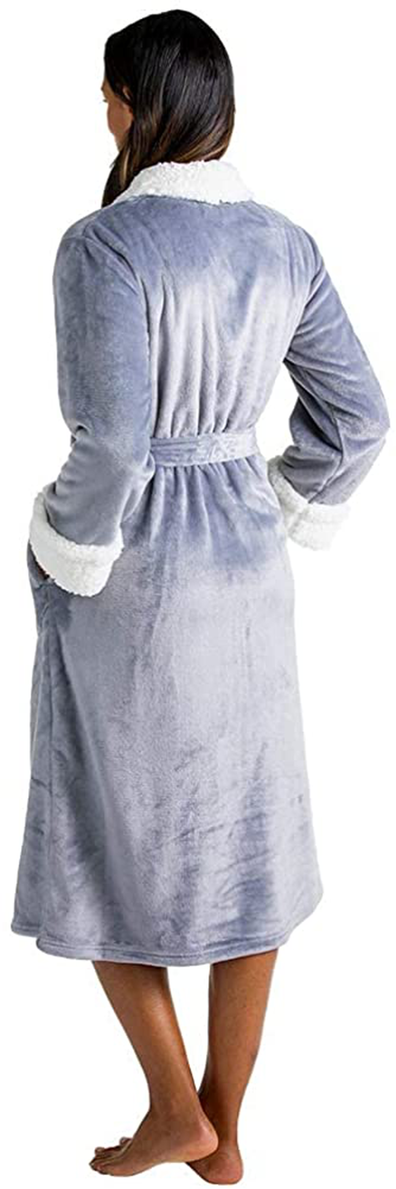 Softies Women'S Plush Sherpa Robe with Contrast Trim Apparel & Accessories > Clothing > Sleepwear & Loungewear > Robes Kylie Max   